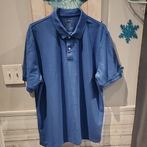 EUC L.L.Bean Traditional Fit Men's Sz XL Reg. Blue Polo Shirt